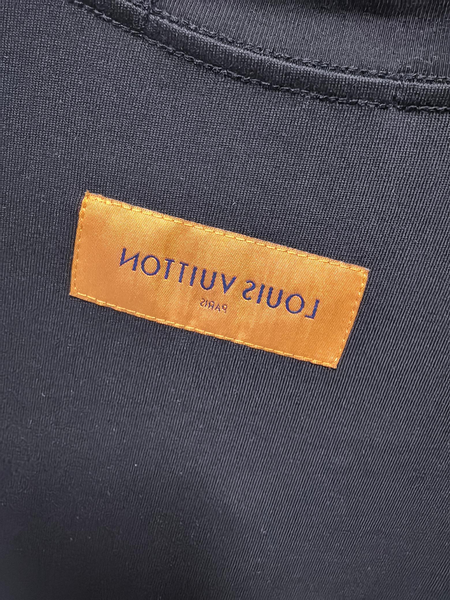 ヴィトン tシャツ 公式コピー シンプル ゆったり 短袖 純綿 トップス ロゴ刺繍 ブラック_7
