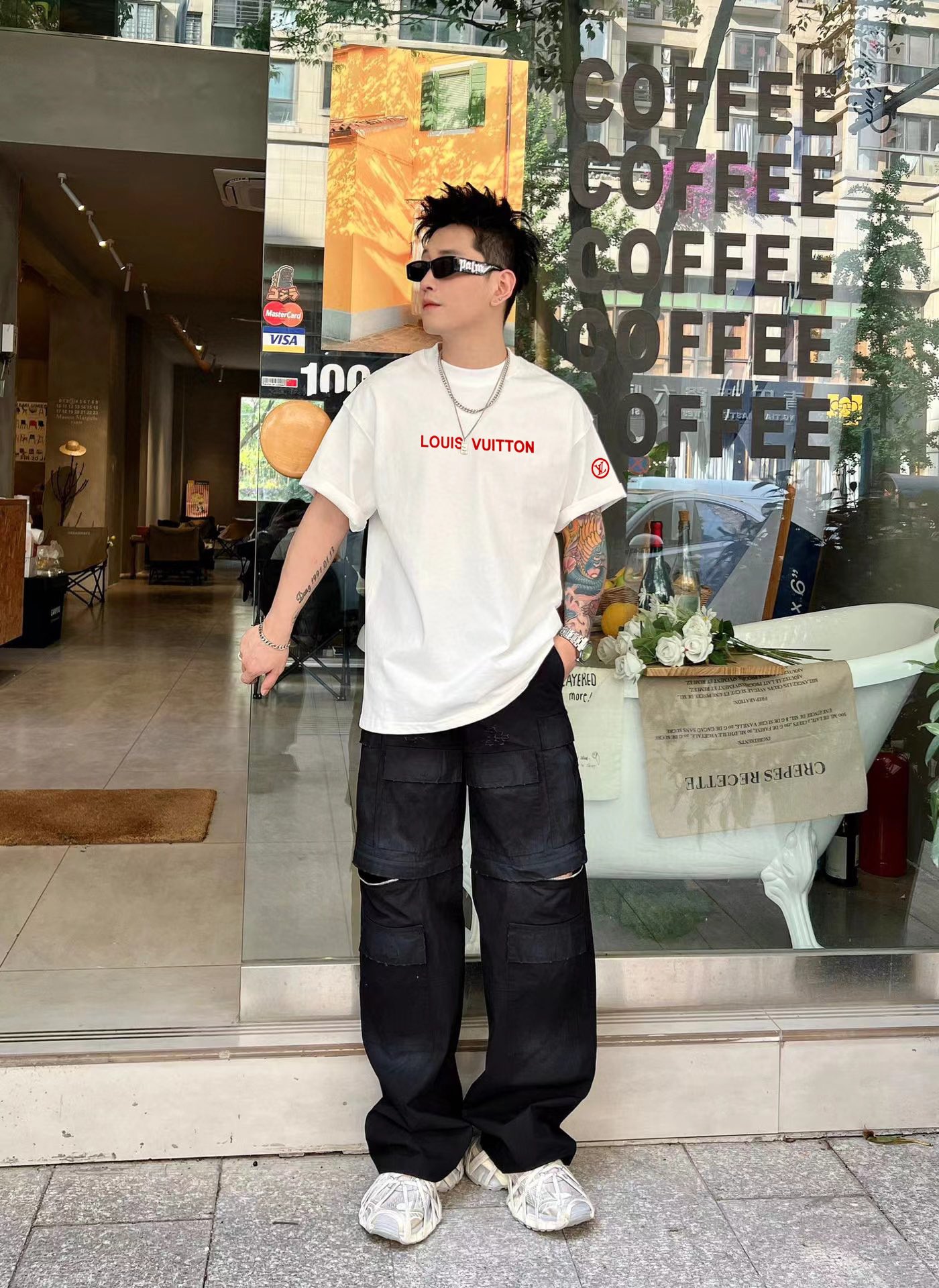 魅力的なスタイル ルイヴィトン tシャツ モノグラムコピー ゆったり 短袖 純綿 トップス ホワイト_4