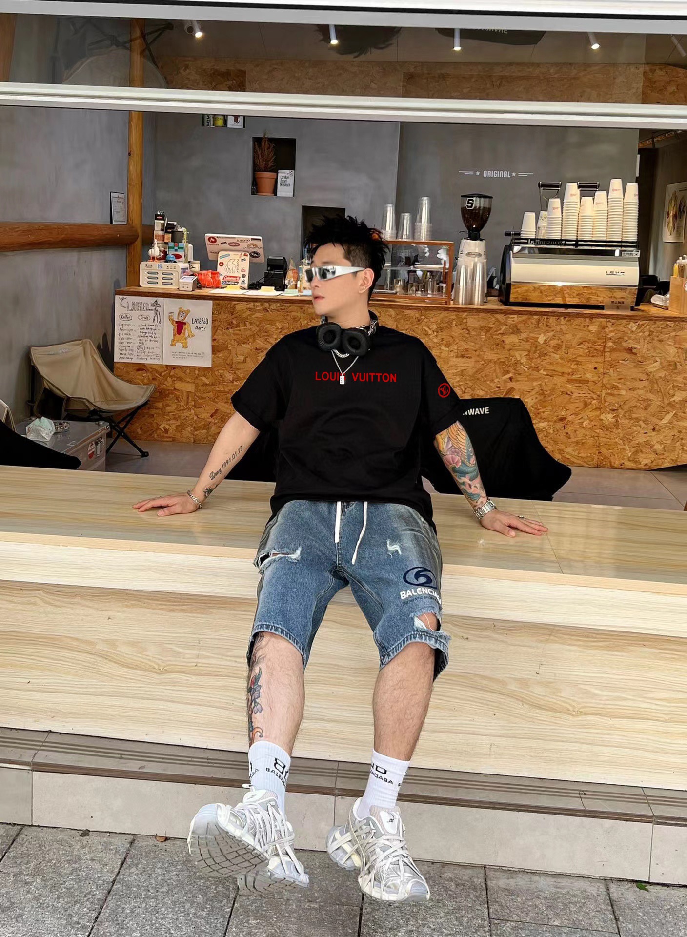 人気流行品 ルイヴィトン tシャツ チェーンスーパーコピー ゆったり 短袖 純綿 トップス ブラック_6