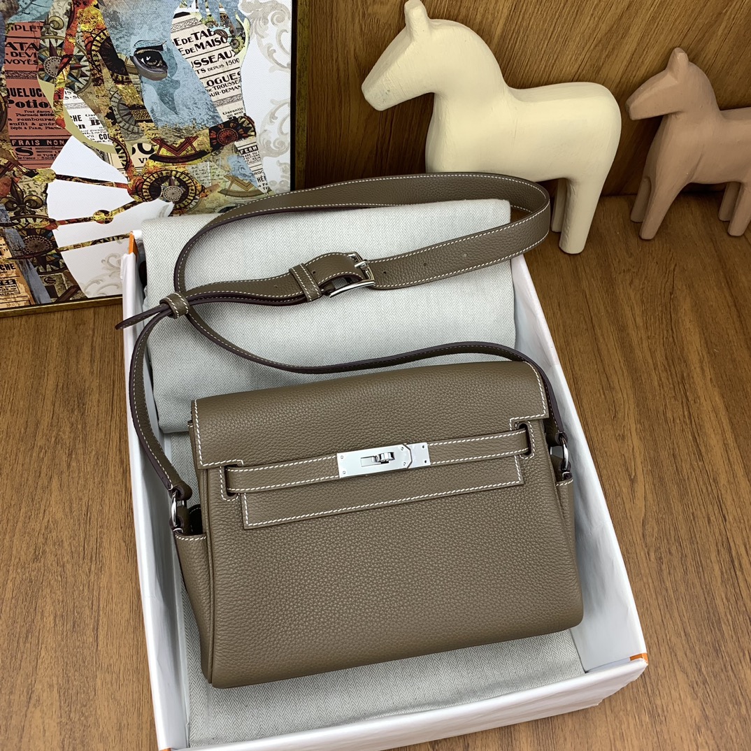エルメス バッグ ケリー 定価コピー 紳士 ビジネス 通勤 斜め掛けバッグ 男女兼用 グレー_6