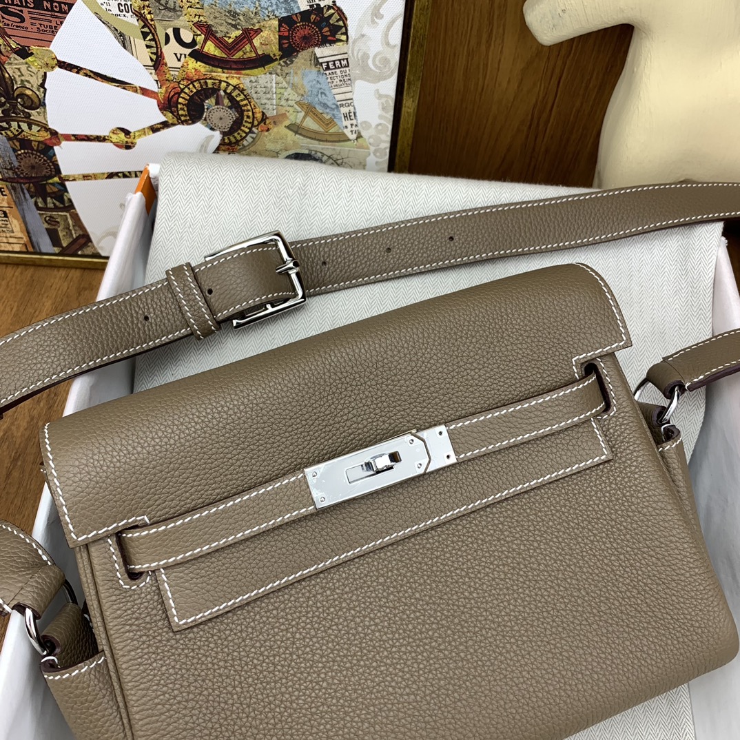 エルメス バッグ ケリー 定価コピー 紳士 ビジネス 通勤 斜め掛けバッグ 男女兼用 グレー_7