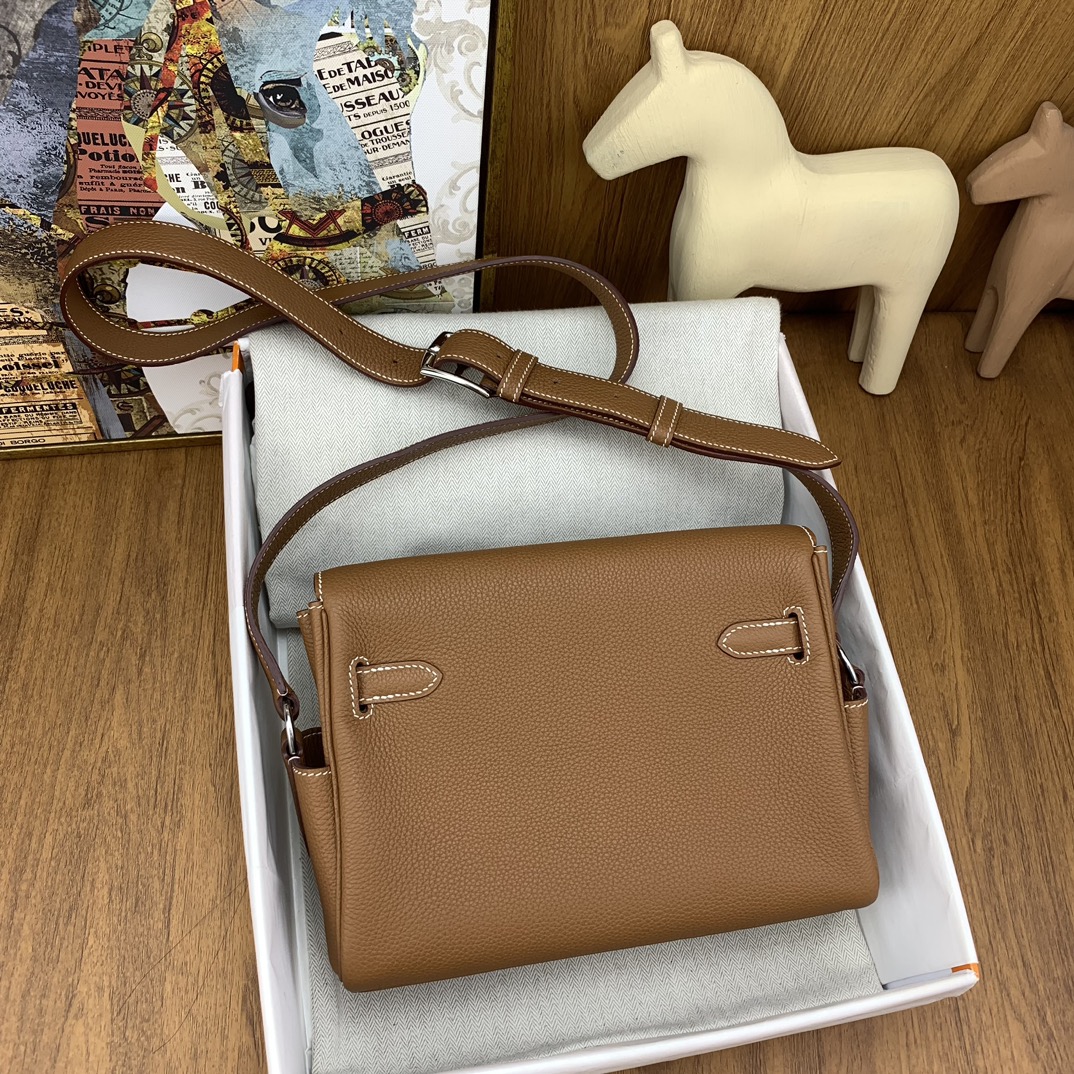 エルメスバッグ 刻印コピー 紳士 ビジネス 通勤 斜め掛けバッグ メンズ シルバーバックル ブラウン_8