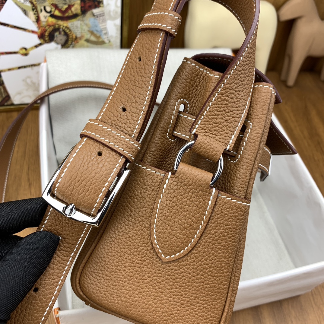 エルメスバッグ 刻印コピー 紳士 ビジネス 通勤 斜め掛けバッグ メンズ シルバーバックル ブラウン_9