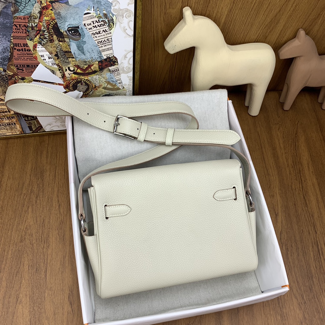 エルメス バッグ 後悔スーパーコピー メンズ 紳士 ビジネス 通勤 斜め掛けバッグ シルバーバックル ホワイト_2
