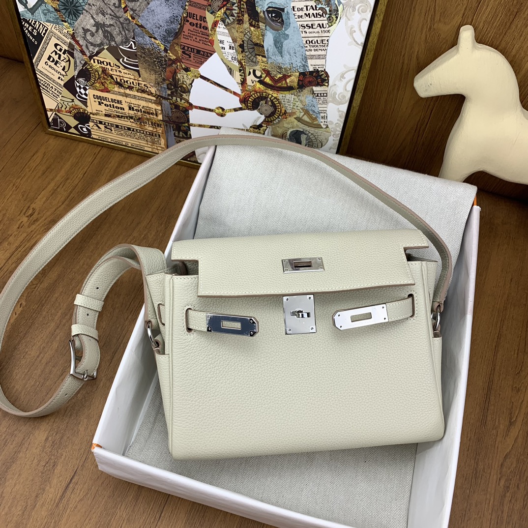 エルメス バッグ 後悔スーパーコピー メンズ 紳士 ビジネス 通勤 斜め掛けバッグ シルバーバックル ホワイト_7