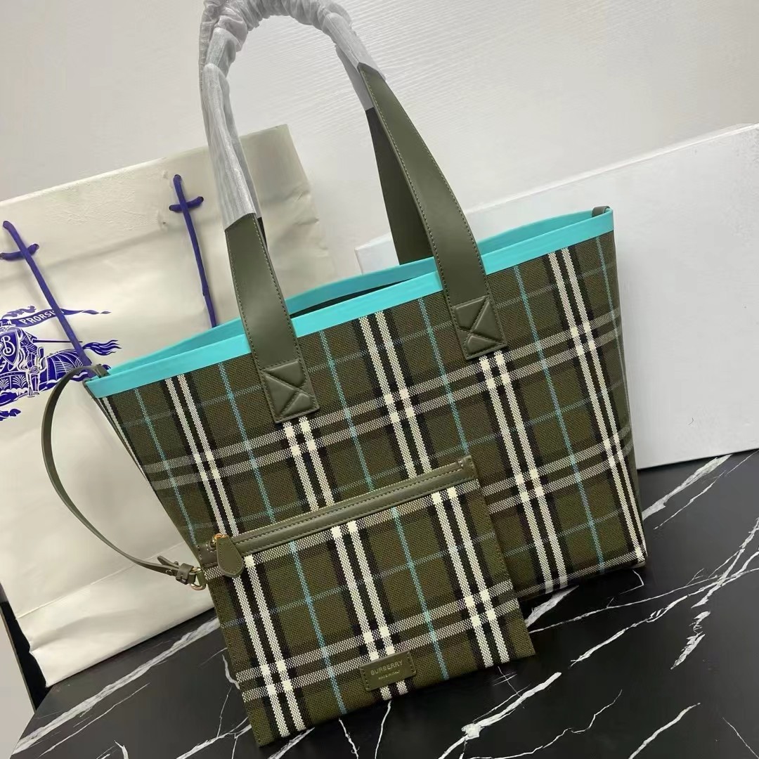 上質品 バーバリー ミニ バッグコピー トート ハンドバッグ 牛革 レザー 大容量 グリーン_1