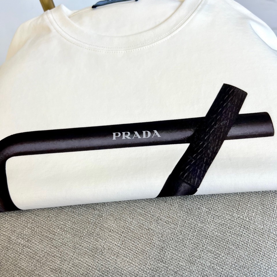 大人気 prada t シャツ偽物 半袖 トップス プリント 純綿 男女兼用 ホワイト_4