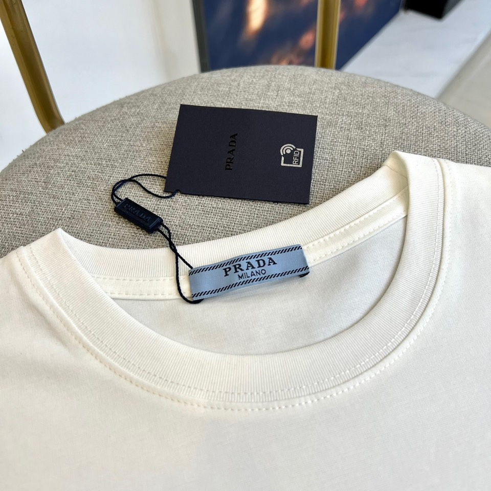大人気 prada t シャツ偽物 半袖 トップス プリント 純綿 男女兼用 ホワイト_6