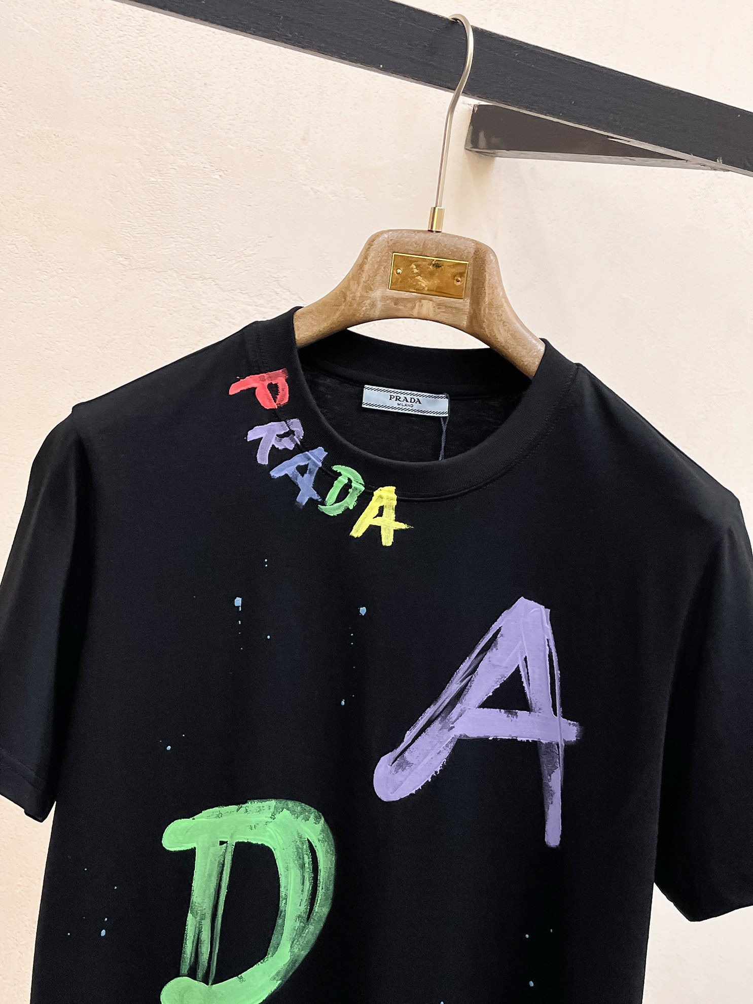 プラダ メンズ t シャツ偽物 半袖 トップス プリント 純綿 ゆったり シンプル ブラック_2