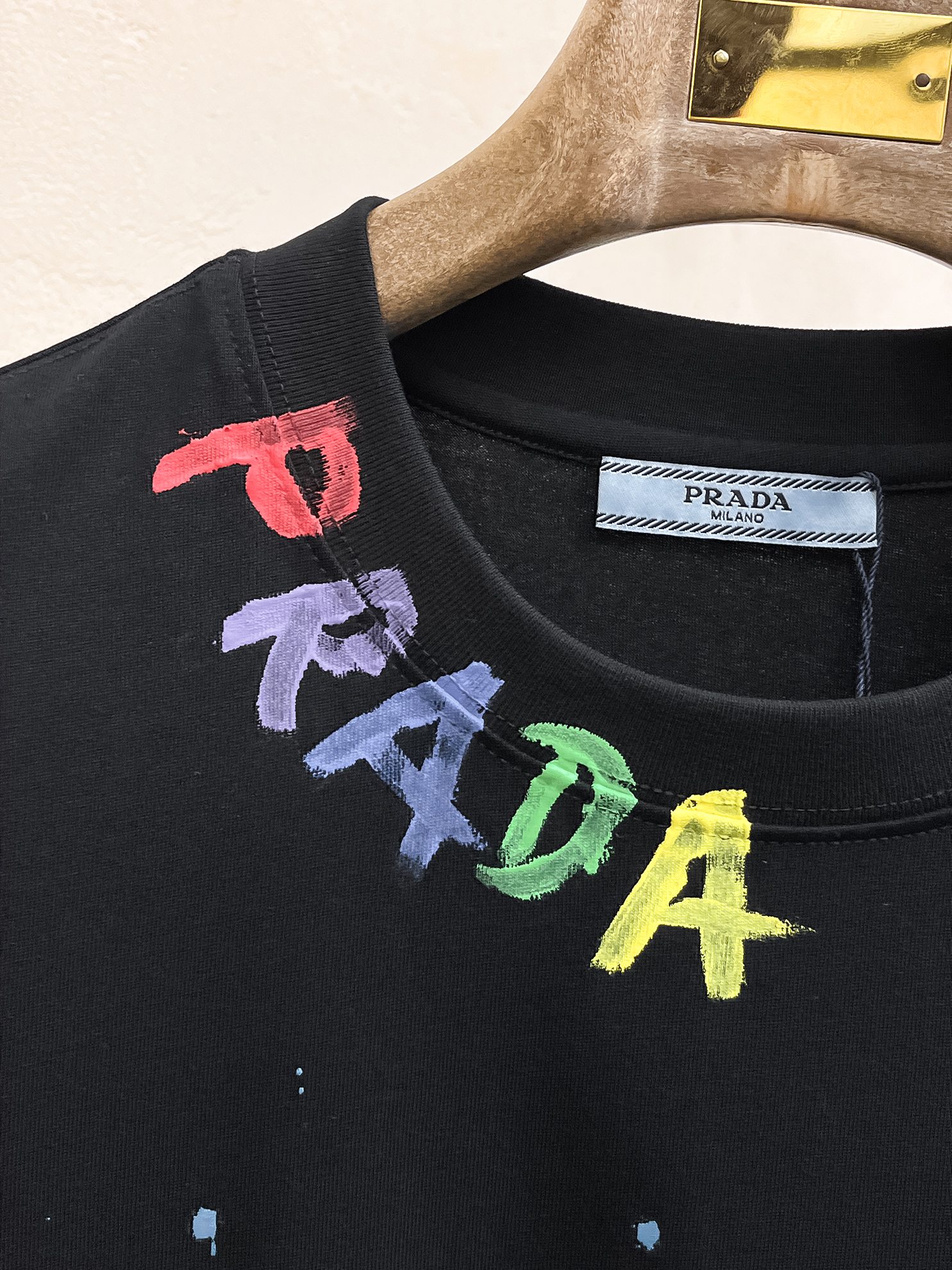 プラダ メンズ t シャツ偽物 半袖 トップス プリント 純綿 ゆったり シンプル ブラック_4