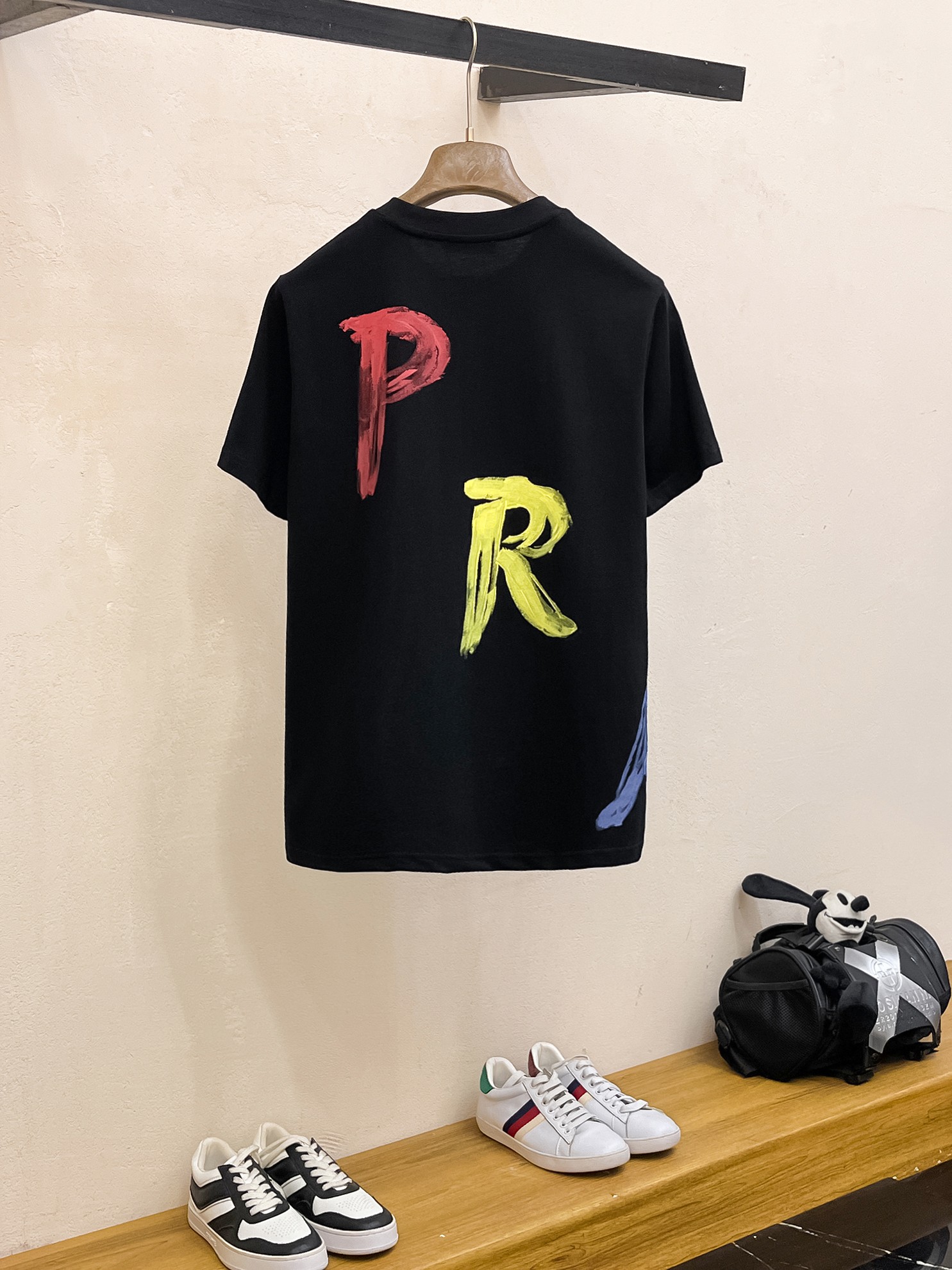 プラダ メンズ t シャツ偽物 半袖 トップス プリント 純綿 ゆったり シンプル ブラック_9