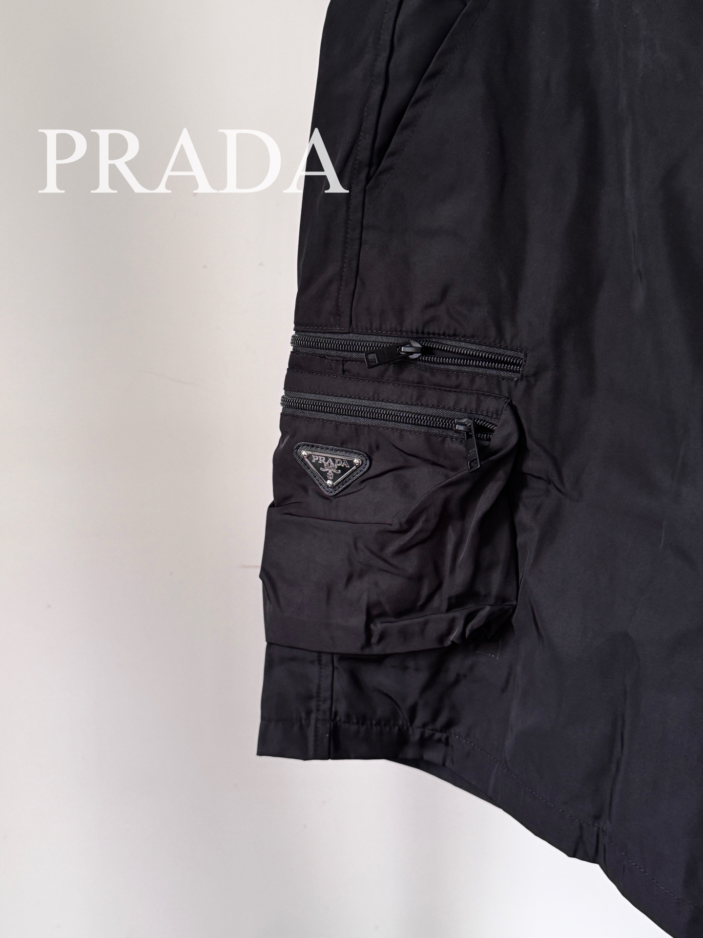 prada パンツコピー ショットパンツ ナイロン 夏新作 ポケット付き ゆったり ブラック_6