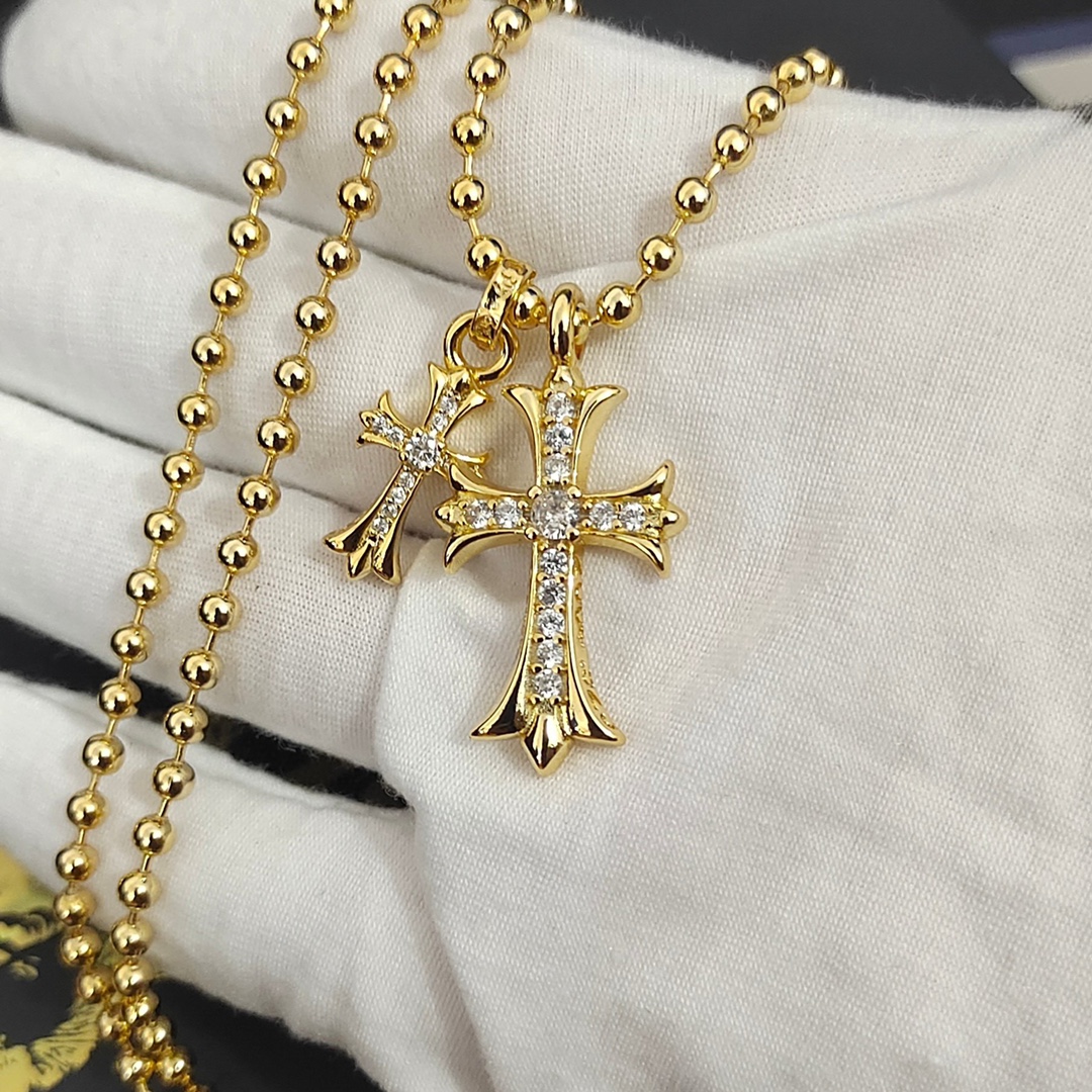 クロムハーツネックレス安いＮ級品 22ｋゴールド 金属 十字架 ファッション感 ゴールド_2