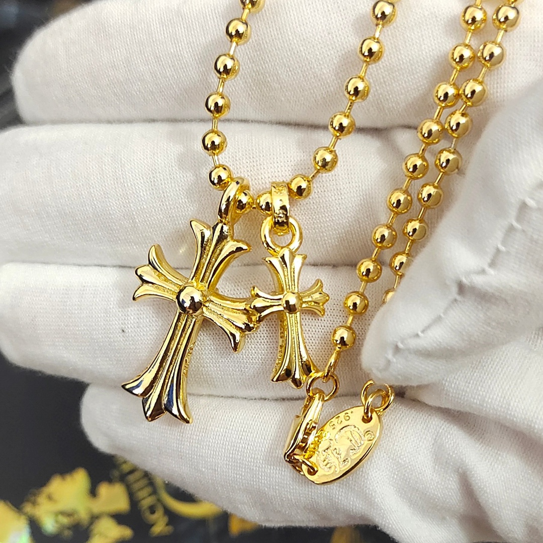 クロムハーツネックレス安いＮ級品 22ｋゴールド 金属 十字架 ファッション感 ゴールド_5