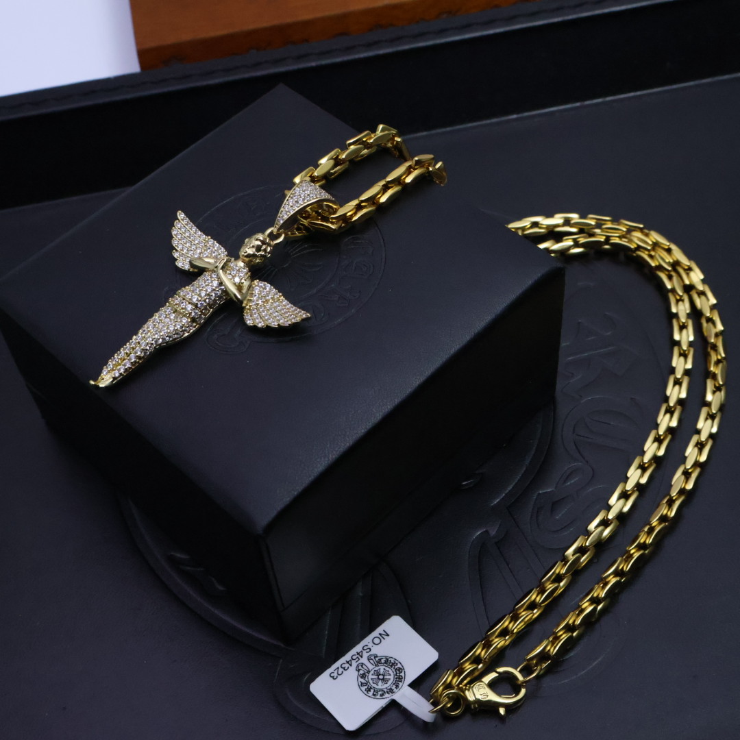クロムハーツネックレス シリコンコピー 天使 ファッション感 カップル シルバー_1
