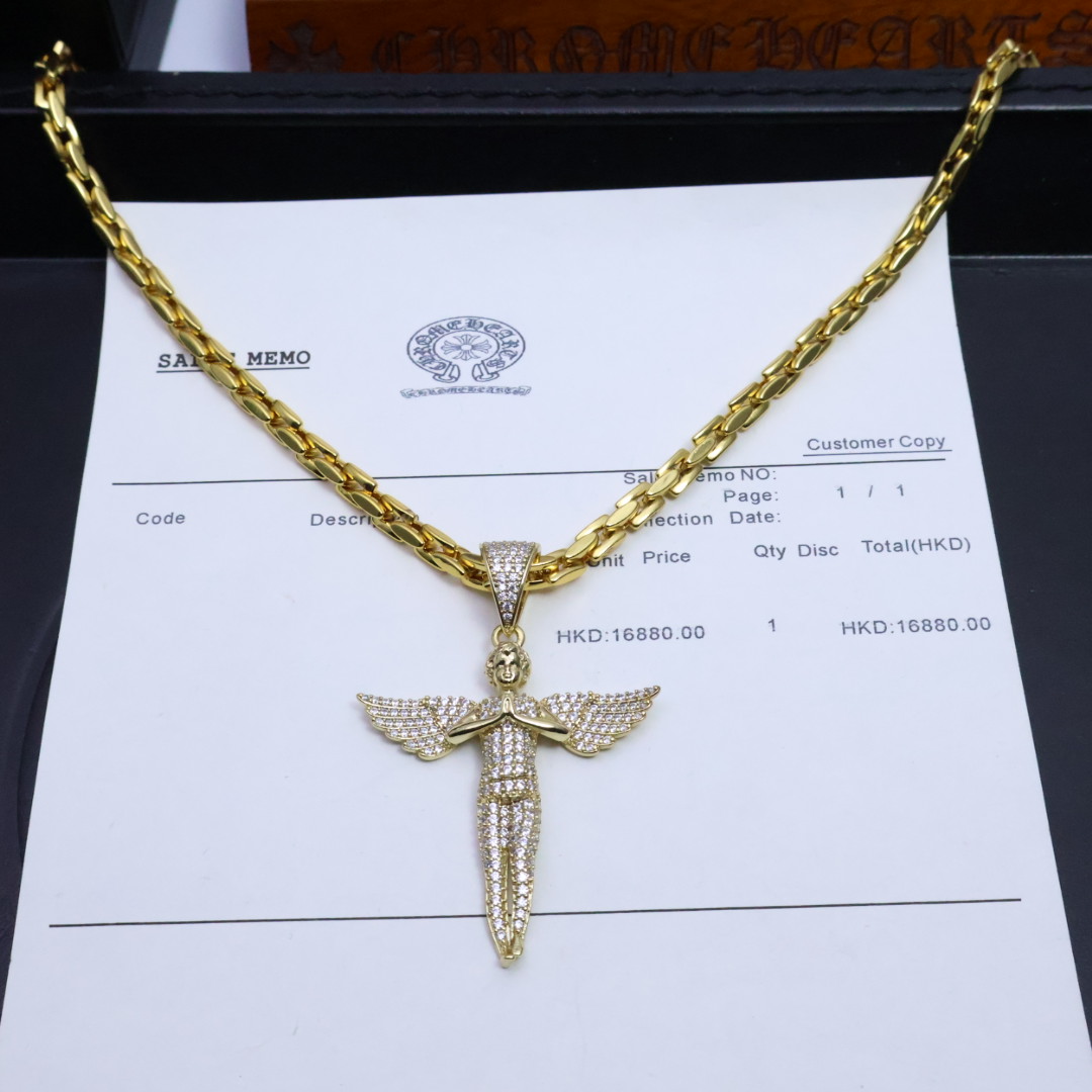 クロムハーツネックレス シリコンコピー 天使 ファッション感 カップル シルバー_4