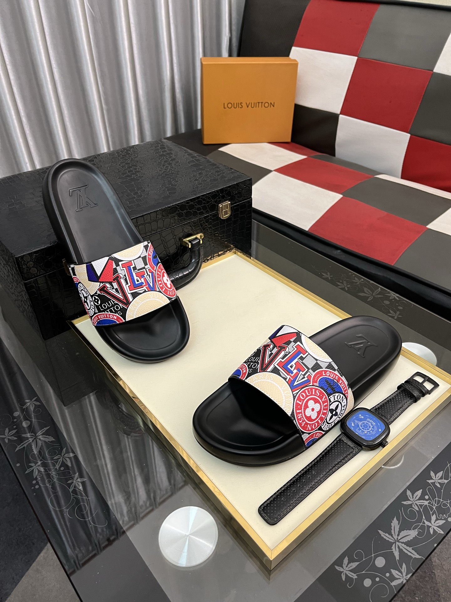 ルイヴィトン サンダル 赤コピー シンプル 上質 ゆったり スリッパ ハンサム ピンク_3