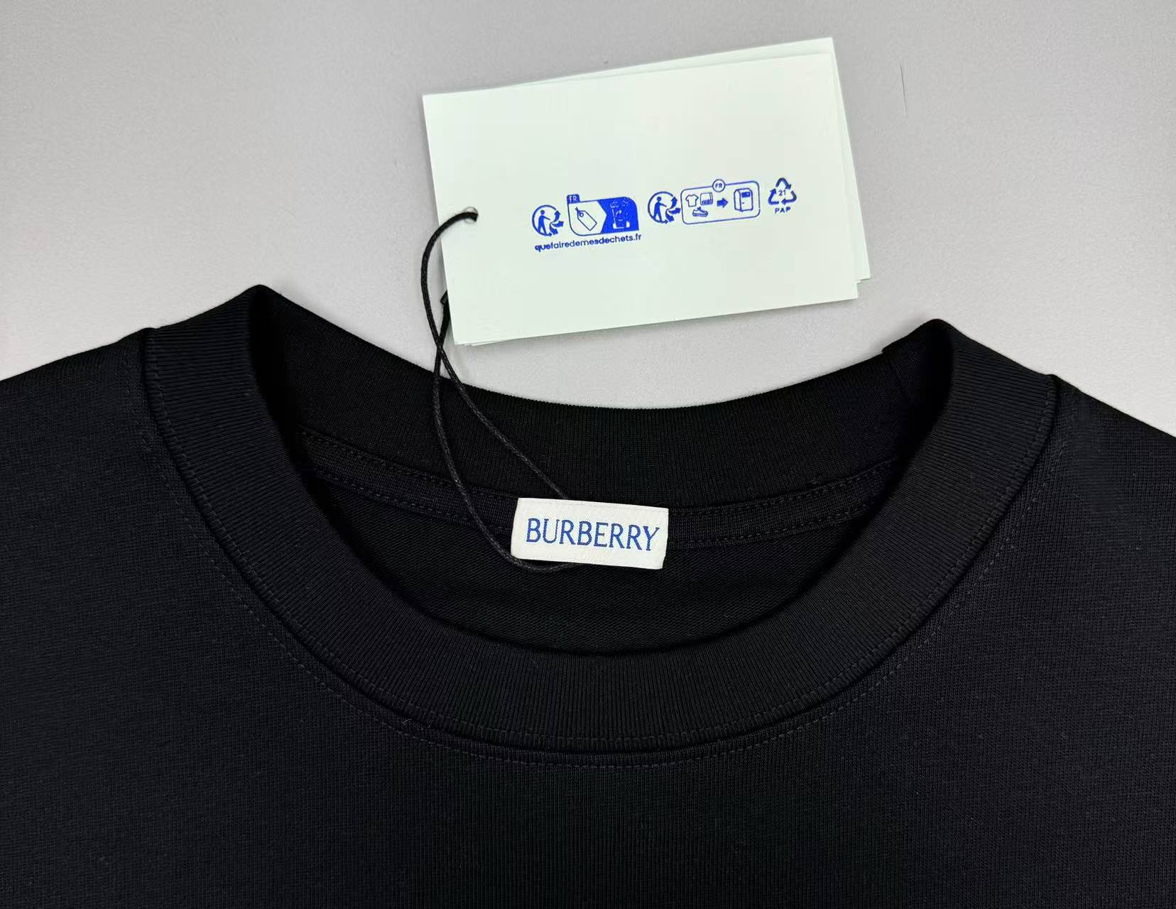 burberry 白 t シャツ偽物 シンプル 純綿Tシャツ トップス 半袖 ブラック_3