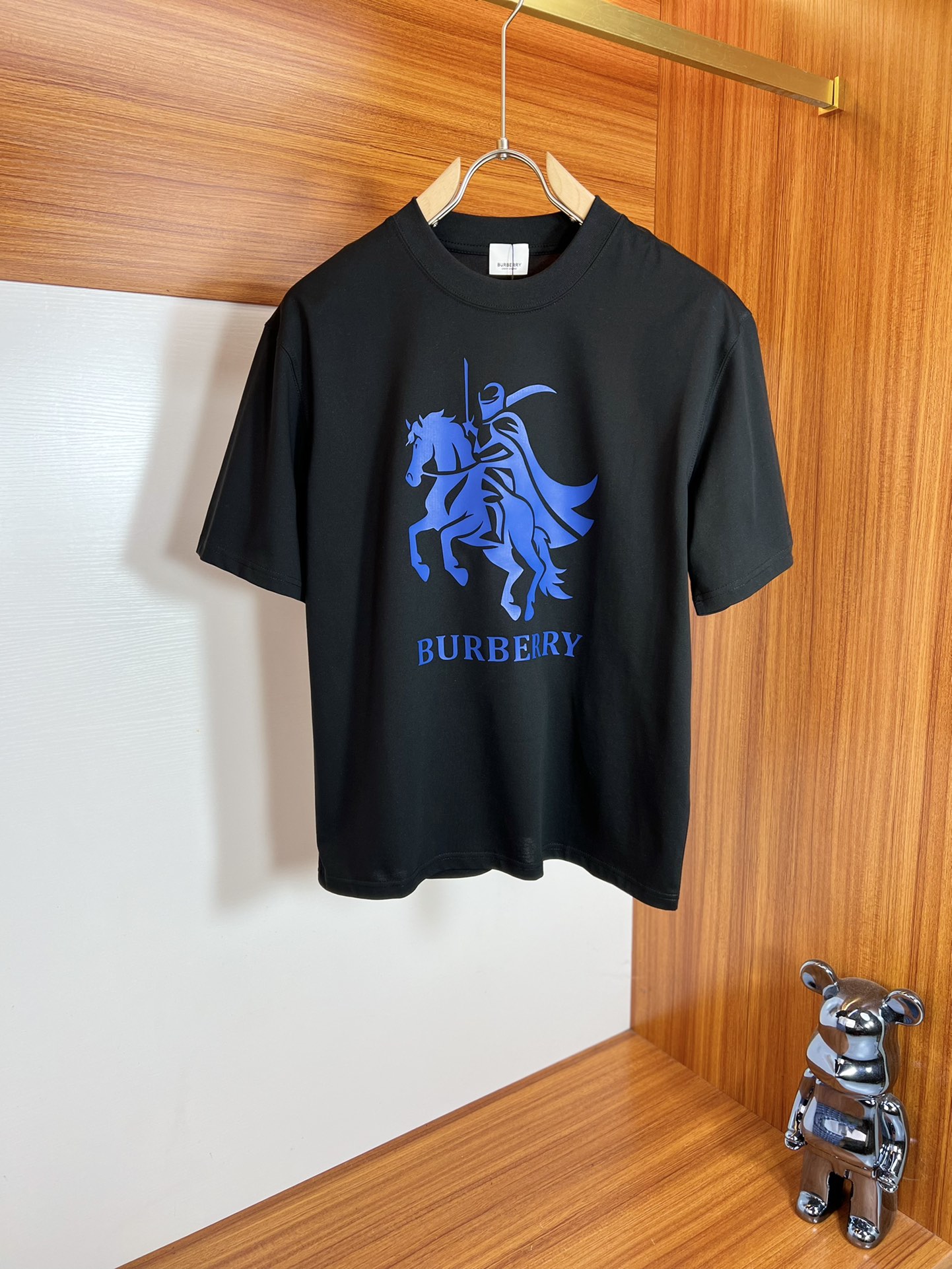 t シャツ メンズ バーバリーコピー 純綿Tシャツ 柔らかい 男女兼用 トップス 短袖 ブラック_1