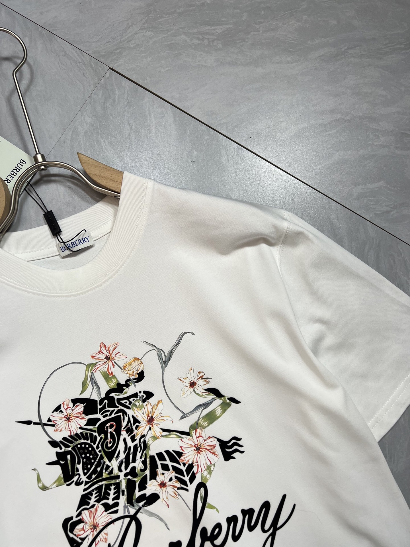 バーバリー t シャツ チェック偽物 純綿Tシャツ 柔らかい 男女兼用 トップス 短袖 ホワイト_4