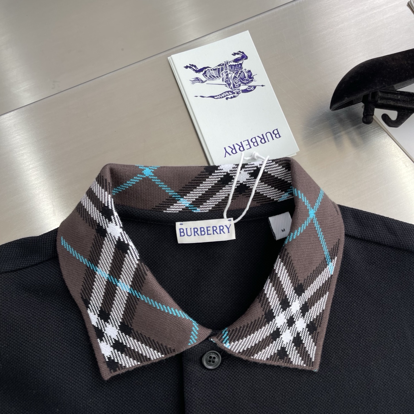 爆買いで大得価のburberry シャツ ロゴ偽物 純綿ポロシャツ ゆったり トップス ブラック_4