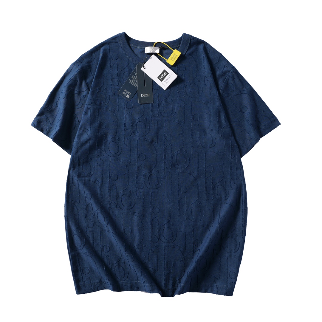 お得品‼ディオール tシャツ コーデ偽物トップス プリント 純綿 男女兼用 ブルー_1
