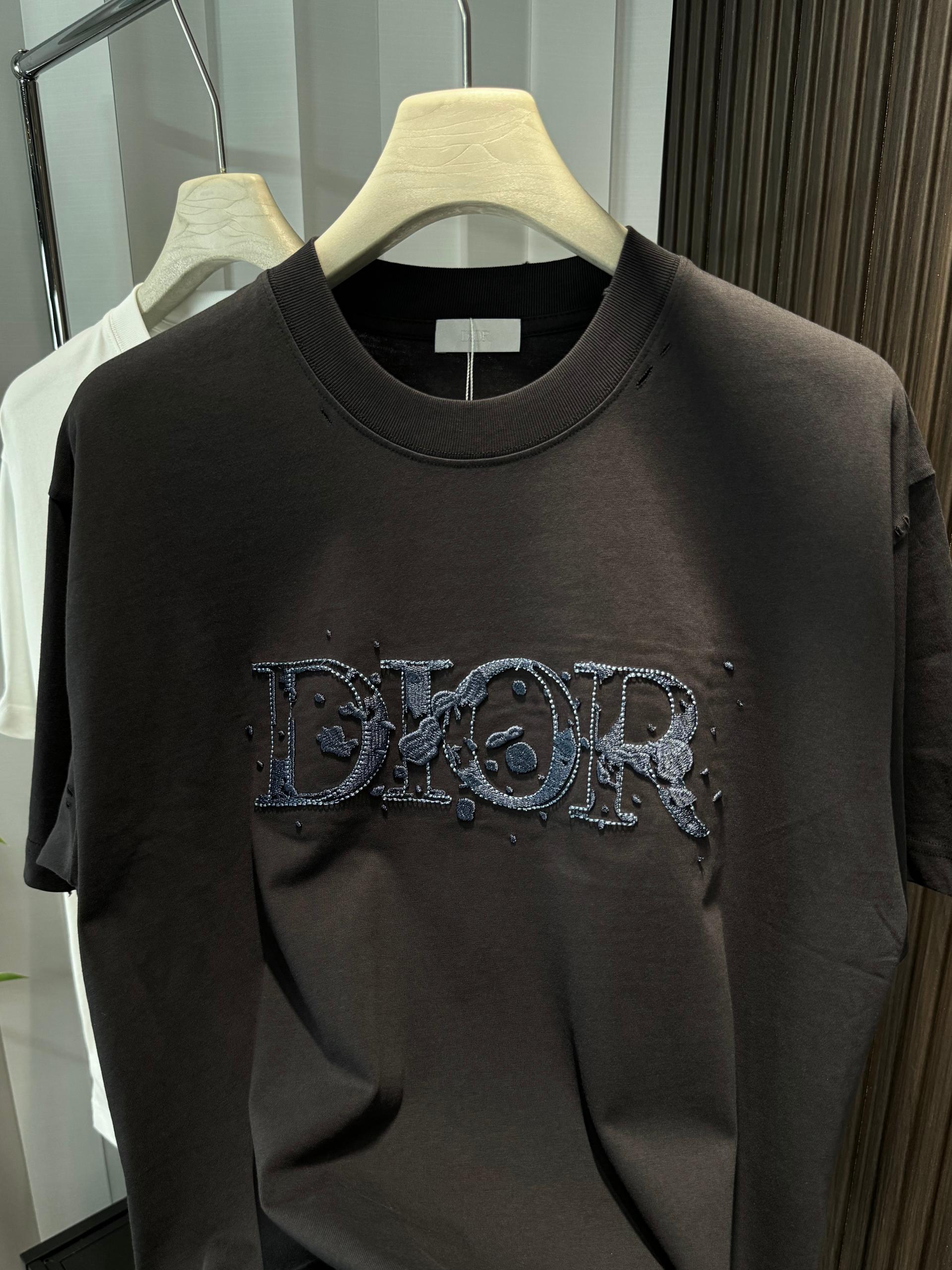 高品質 ディオール tシャツ サイズ感コピートップス 純綿 シンプル 男女兼用 ブラック_4