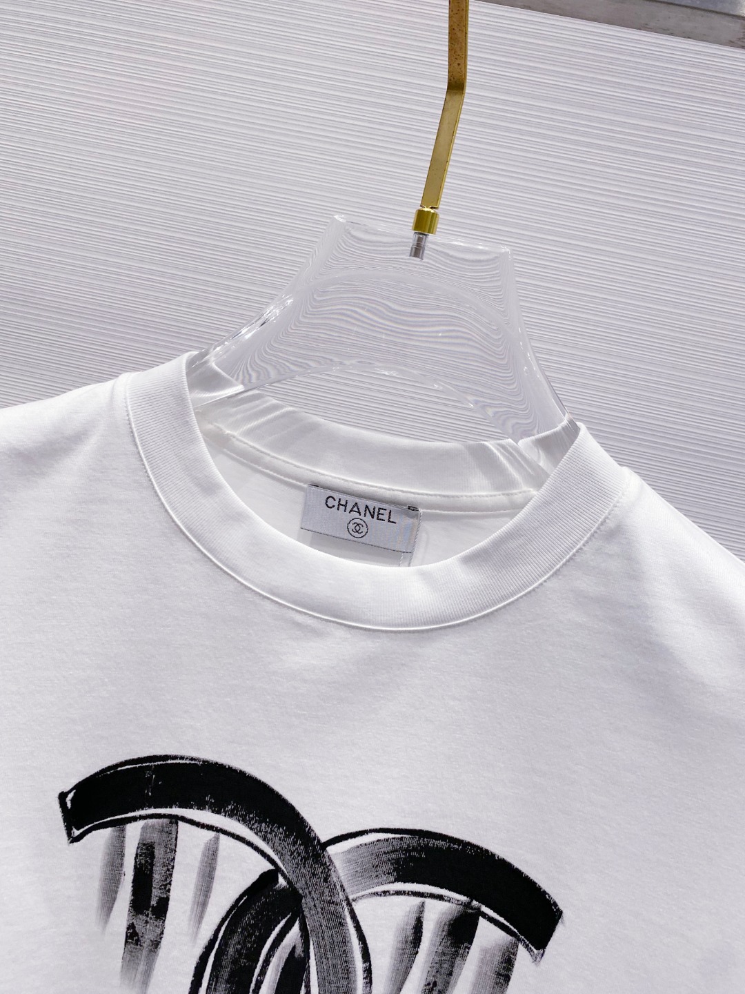 シャネル ティー シャツ レディースコピー ゆったり tシャツ トップス 純綿 ロゴプリント ホワイト_5