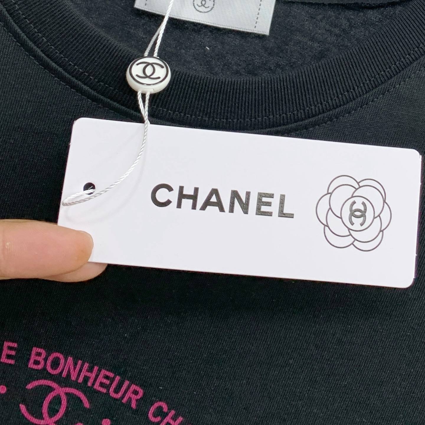 chanel クロップ t シャツ偽物 ゆったり トップス 純綿 ロゴプリント 男女兼用 ブラック_7