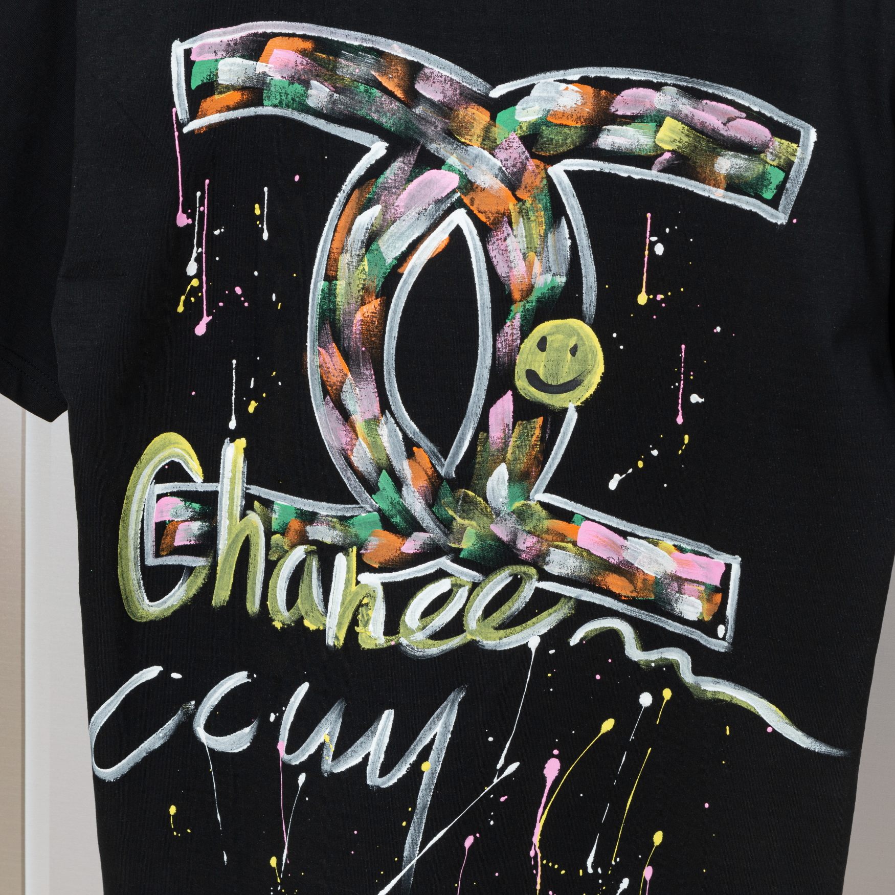 大販売 chanel レディース t シャツコピー ゆったり トップス 純綿 ロゴプリント A009 ブラック_6