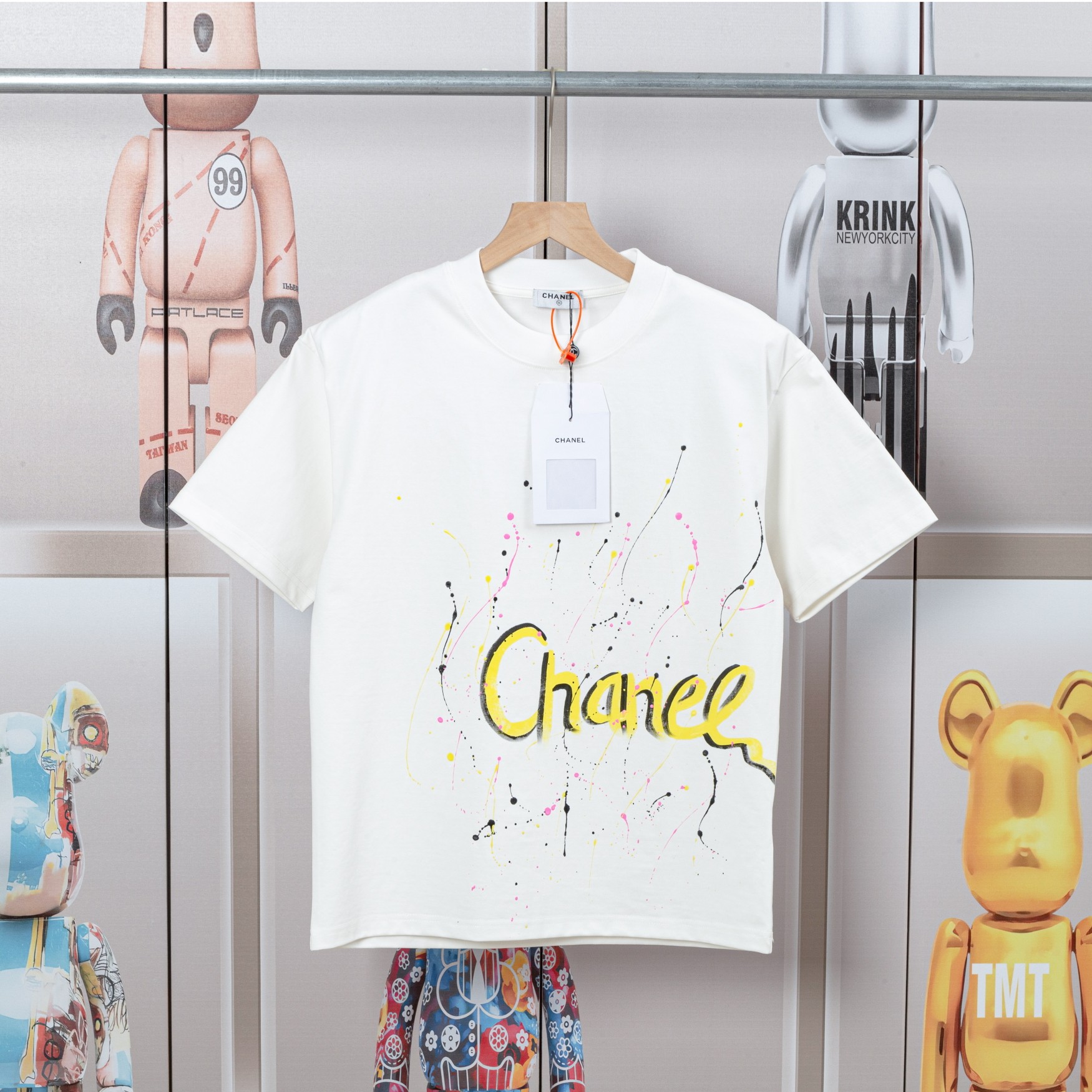 大販売 chanel ロゴ t シャツスーパーコピー ゆったり トップス 純綿 ロゴプリント A009 ホワイト_1