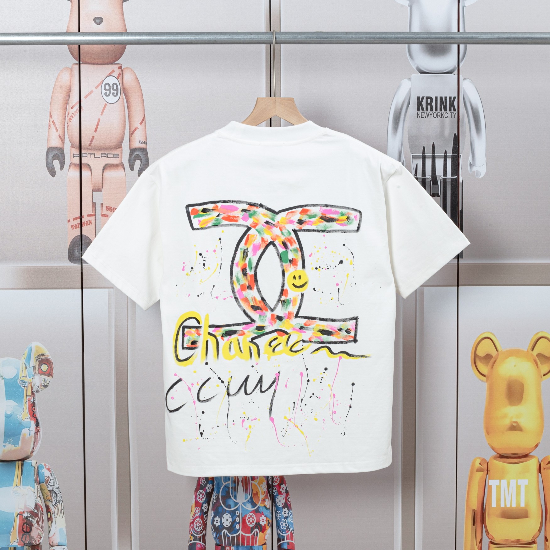 大販売 chanel ロゴ t シャツスーパーコピー ゆったり トップス 純綿 ロゴプリント A009 ホワイト_2
