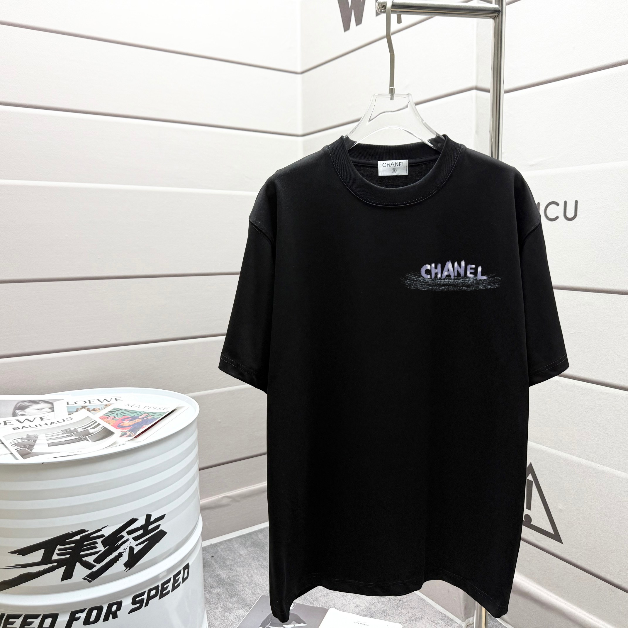 春夏新作 chanel 半袖 t シャツコピー ゆったり トップス 純綿 カジュアル ブラック_1