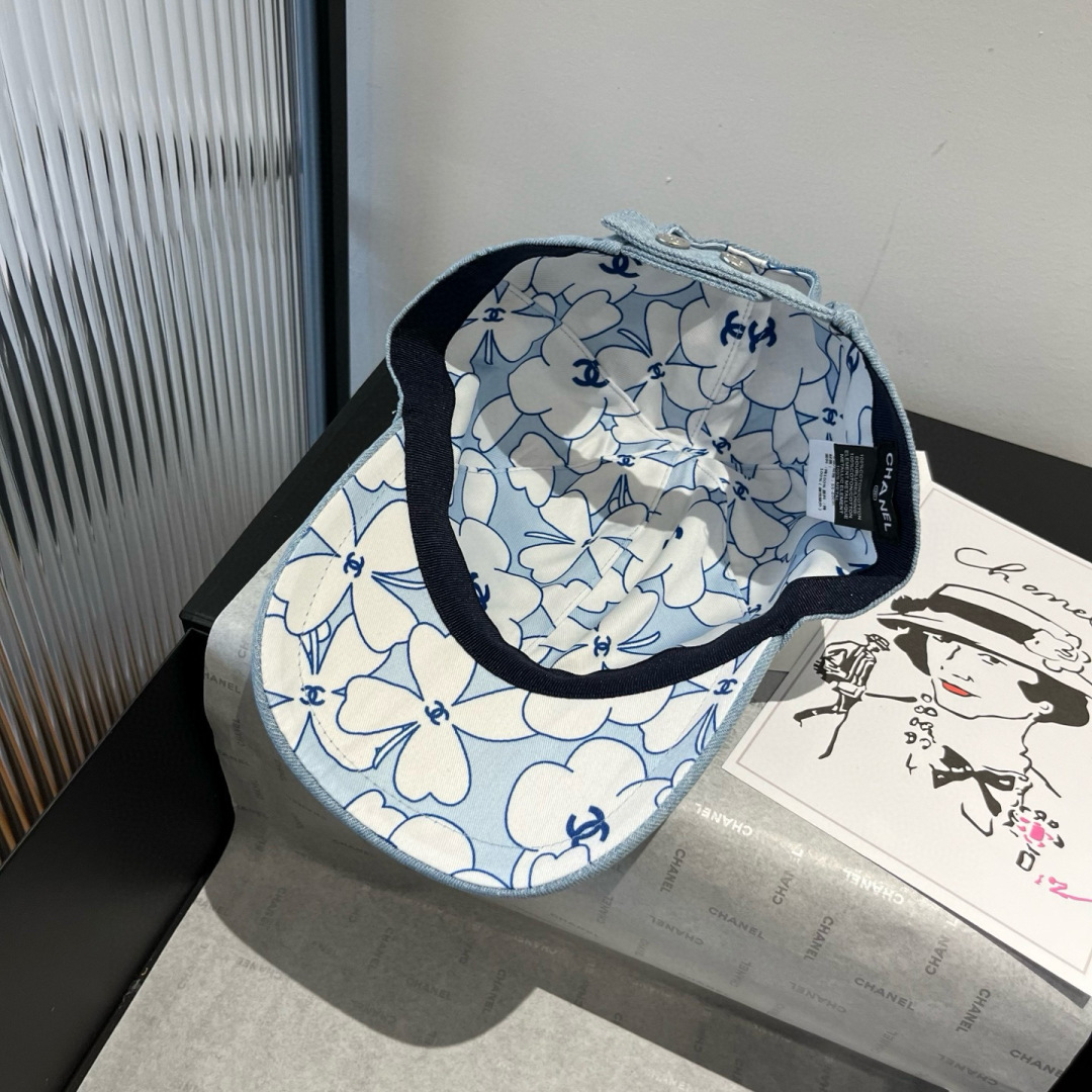 人気商品 シャネルキャップ偽物 帽子 シンプル 日焼け止め 幅57cm ブルー_5