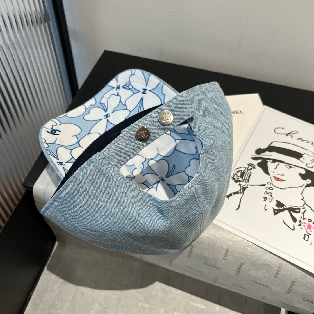 人気商品 シャネルキャップ偽物 帽子 シンプル 日焼け止め 幅57cm ブルー_6