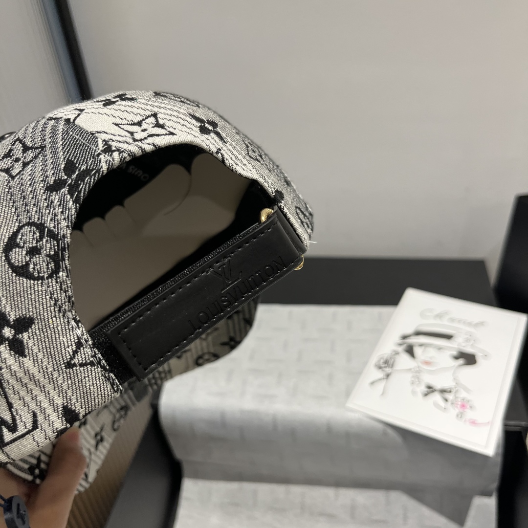 ルイヴィトンキャップ偽物 デニム ロゴプリント 幅57cm 日焼け止め ファッション グレー_3
