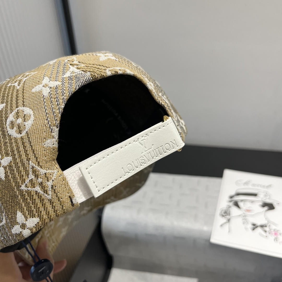 ルイヴィトンキャップコピー デニム ロゴプリント 幅57cm 日焼け止め ファッション イエロー_5