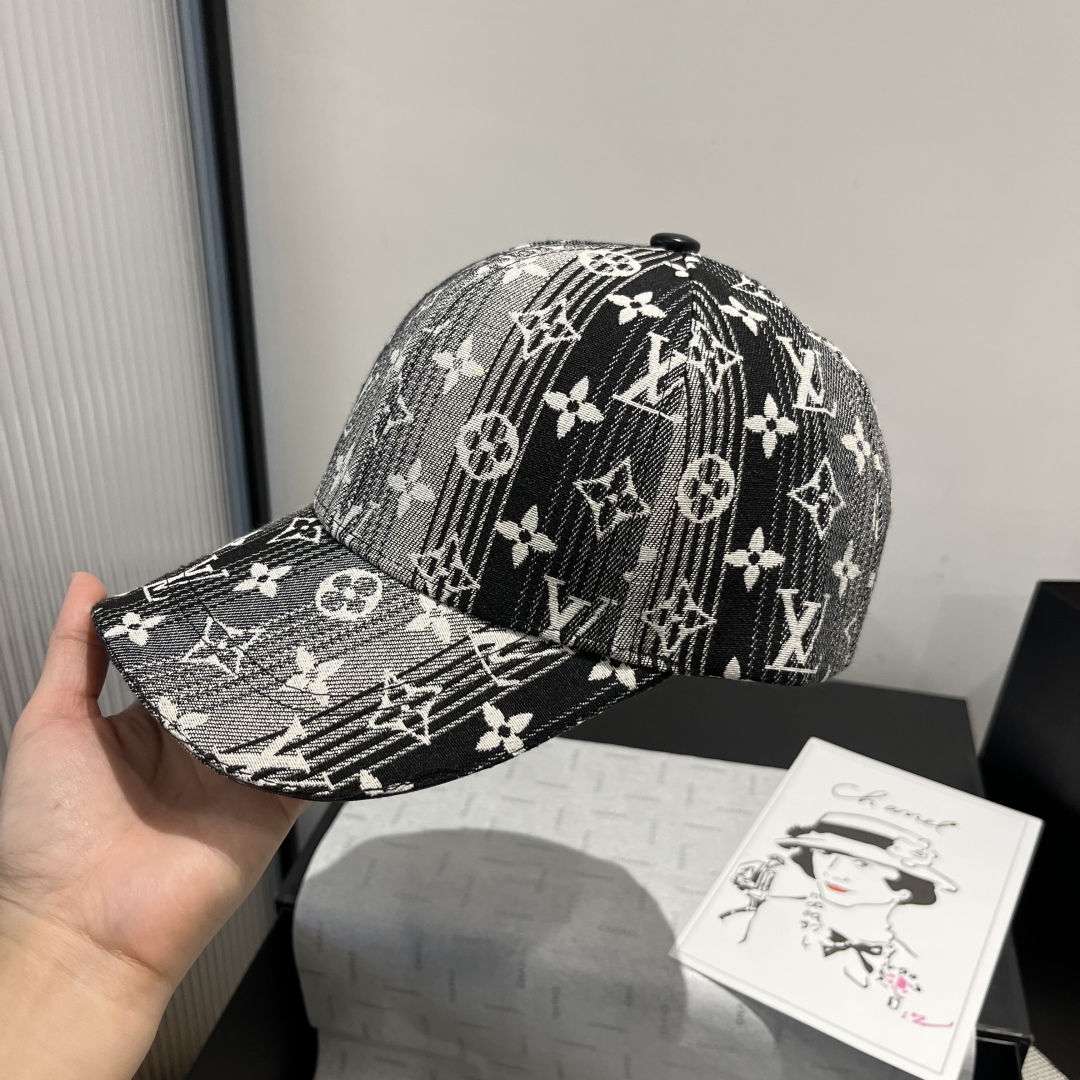ルイヴィトン帽子コピー キャップ プリント 日焼け止め ファッション ブラック_2