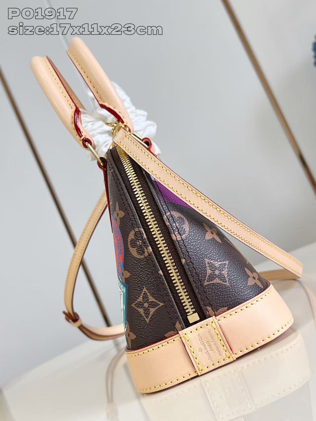 LV最新作品 ルイヴィトンバッグ アルマコピー ハンドバッグ 本革 レザー 花柄 ブラウン_4