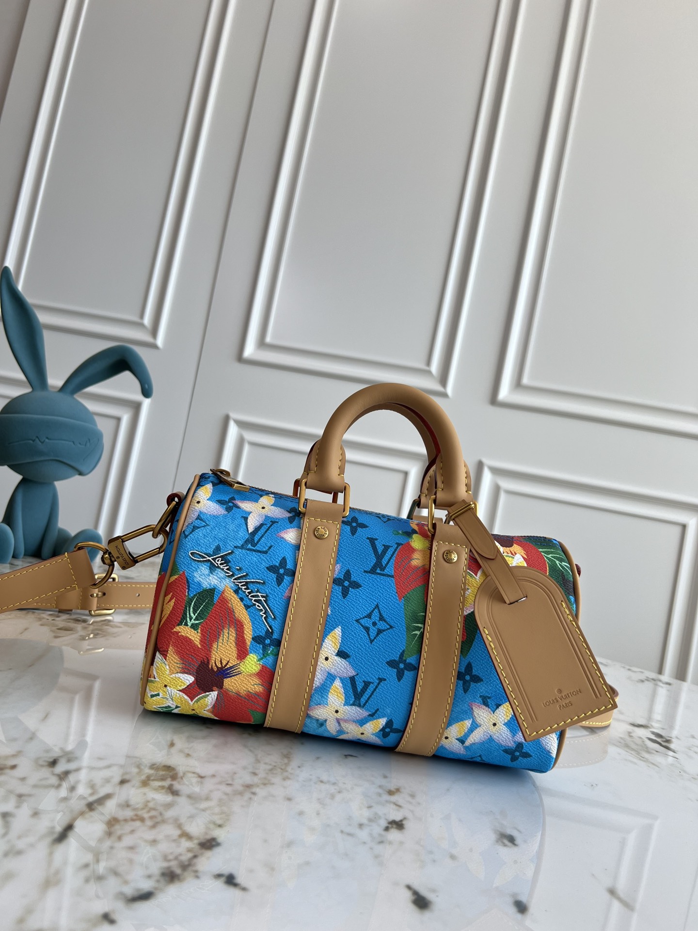 LV ルイヴィトンバッグ 買取スーパーコピー ハンドバッグ 本革  斜め掛け カラフル 芸術 ブルー_1