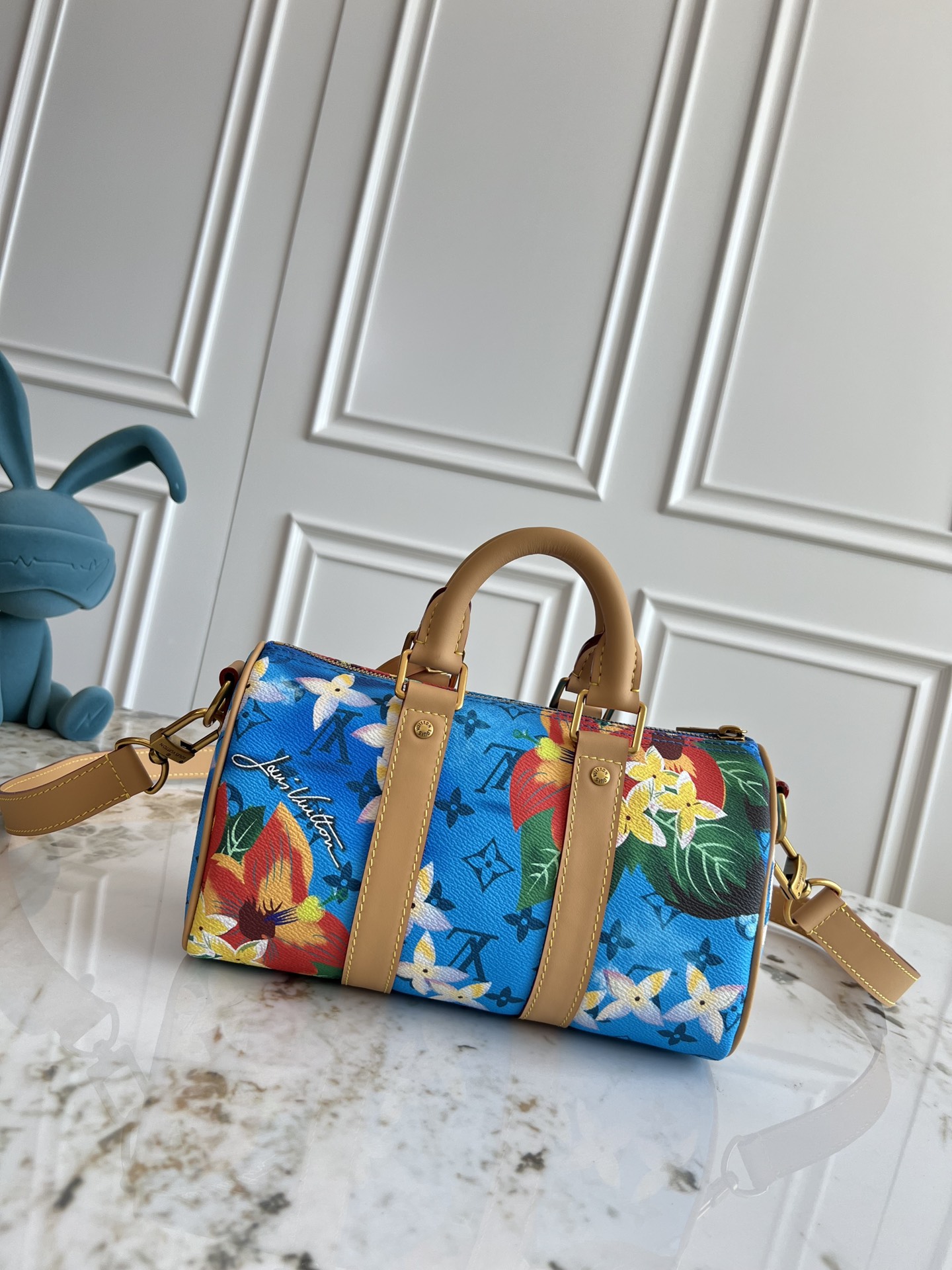 LV ルイヴィトンバッグ 買取スーパーコピー ハンドバッグ 本革  斜め掛け カラフル 芸術 ブルー_3