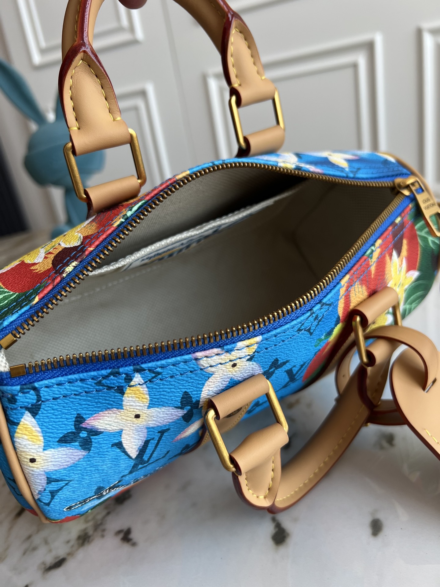 LV ルイヴィトンバッグ 買取スーパーコピー ハンドバッグ 本革  斜め掛け カラフル 芸術 ブルー_8