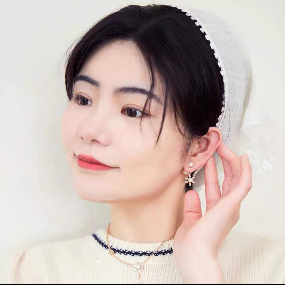 ディオールイヤリング 人気偽物 ピンク 優雅レディ 真珠飾り 雪かたち ホワイト_2