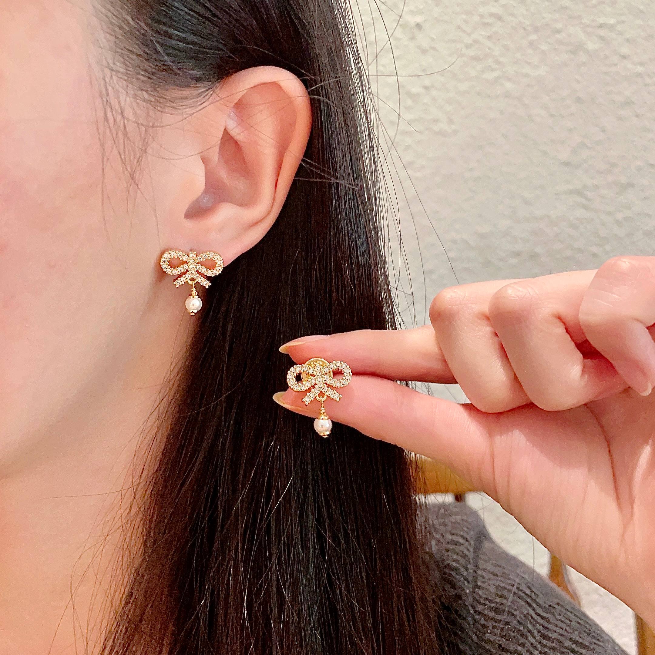高級感 ディオール アクセサリー イヤリングコピー ピンク 優雅レディ シンプル ゴールド色_7