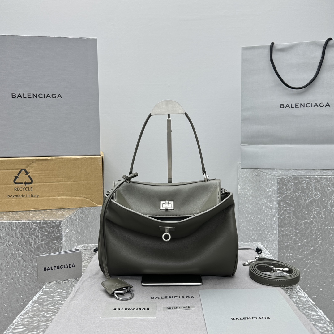 新作品 balenciaga バッグ激安通販 本革 レザー ハンドバッグ 大容量 92866 グレー_3