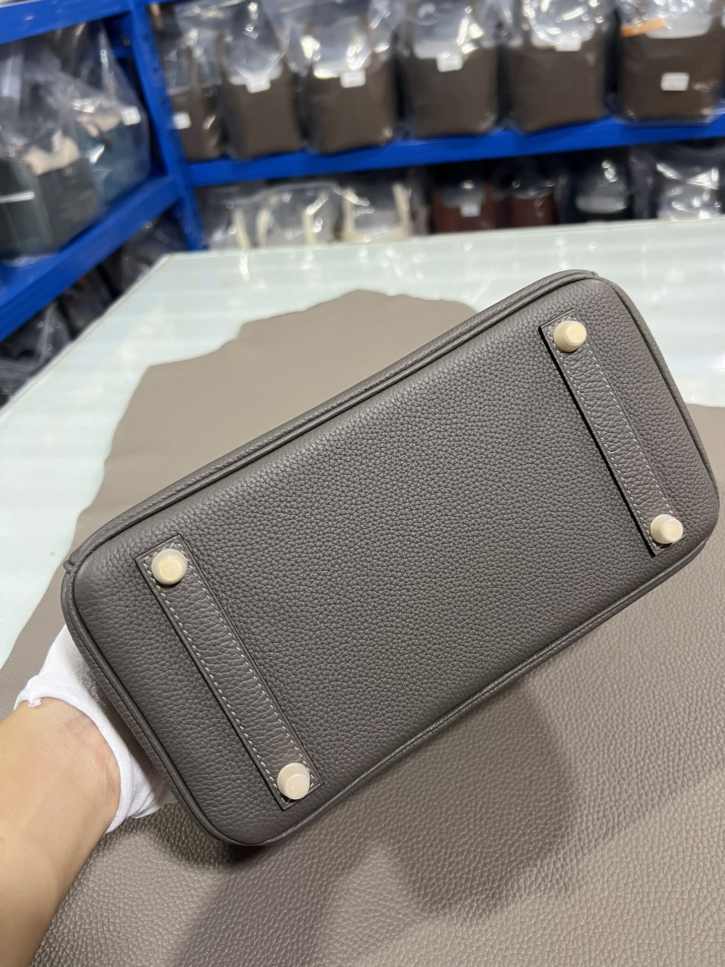エルメスバッグ 買うには偽物 牛革 レザー 優雅 ハンドバッグ 上質 グレー_6