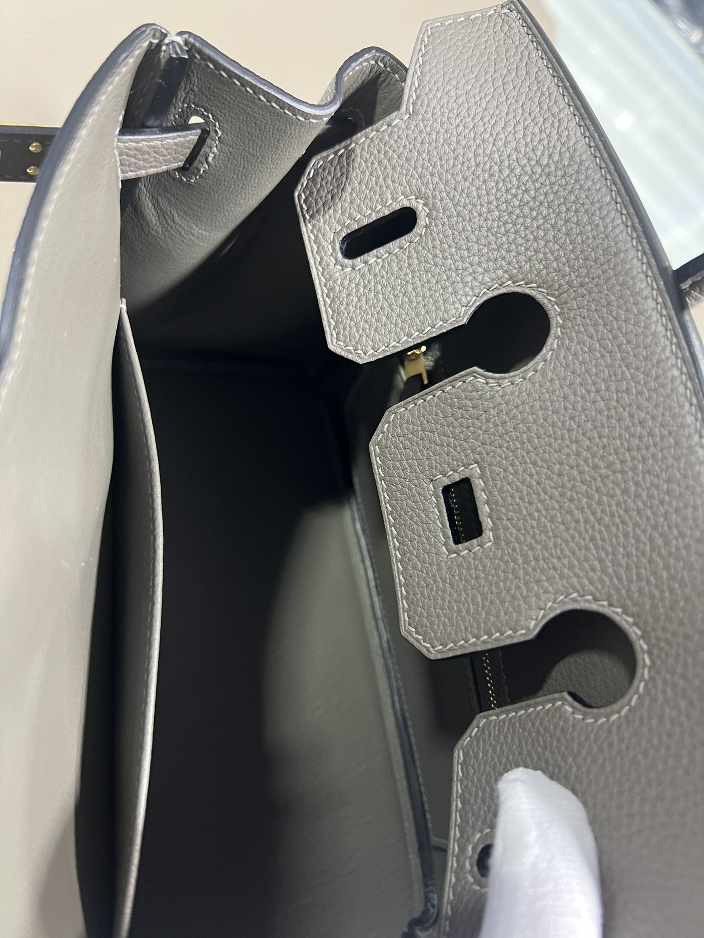エルメスバッグ 買うには偽物 牛革 レザー 優雅 ハンドバッグ 上質 グレー_7