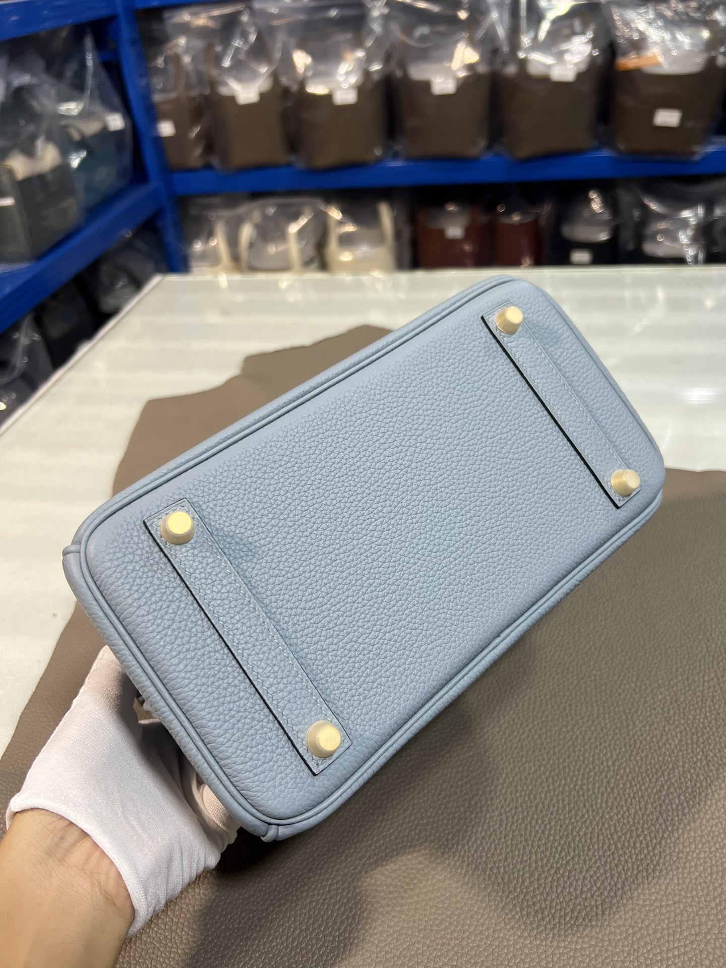 エルメスバッグ 金額偽物 牛革 レザー 優雅 ハンドバッグ ファッション感 ブルー_6