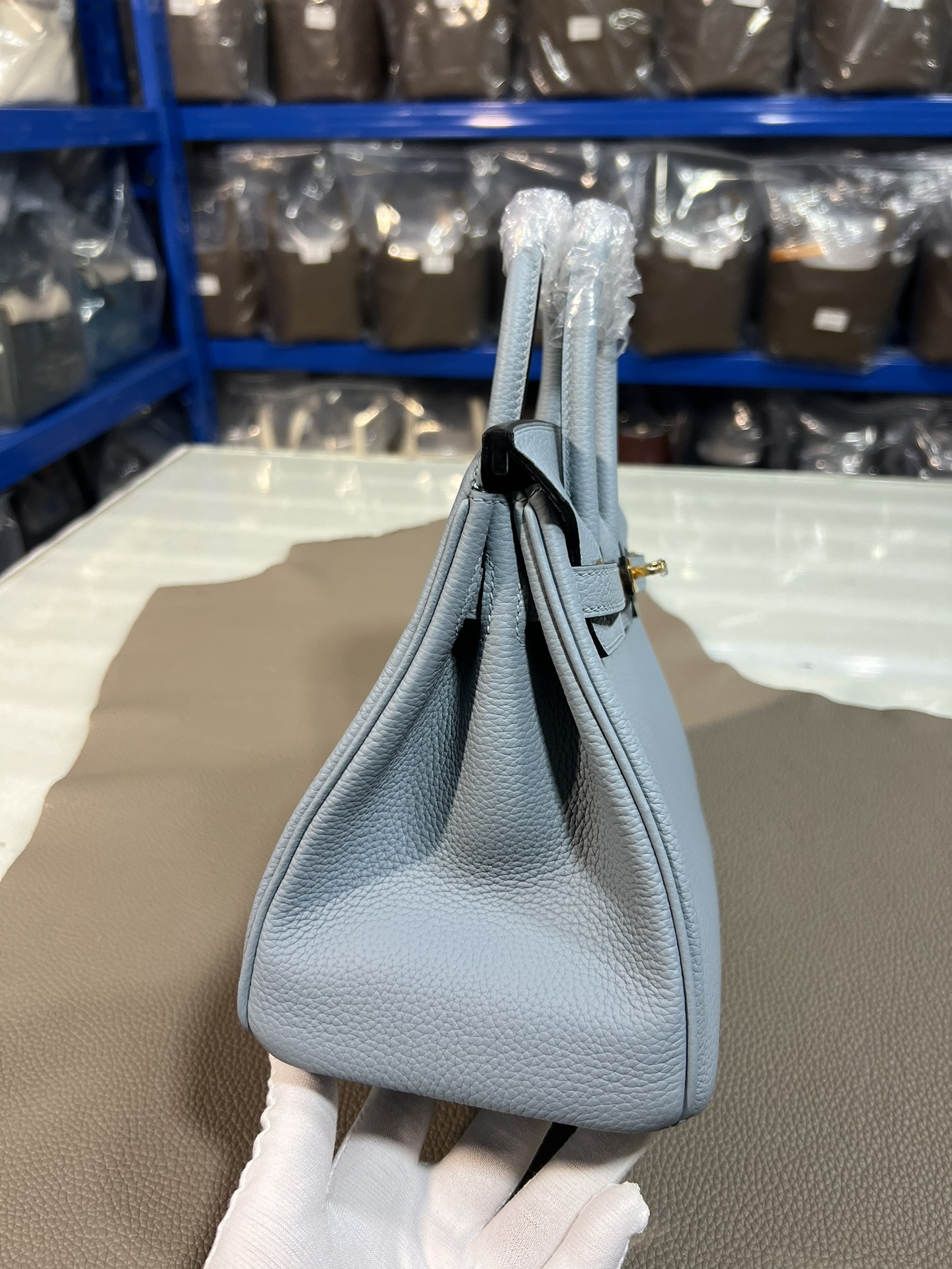 エルメスバッグ 金額偽物 牛革 レザー 優雅 ハンドバッグ ファッション感 ブルー_7
