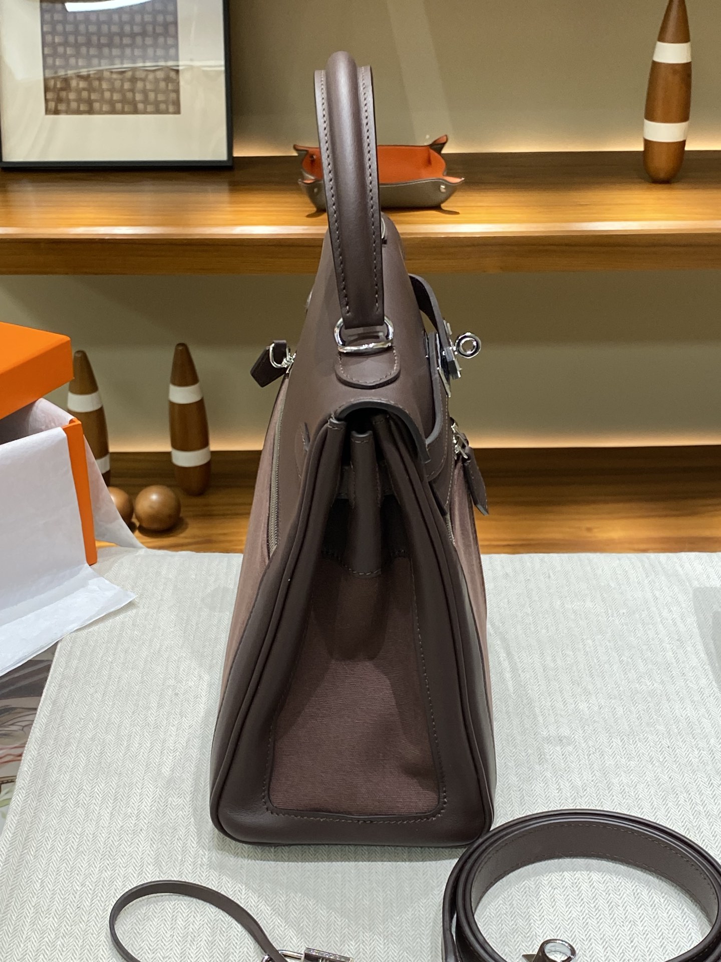 お買い得なエルメスバッグ 小さいＮ級品 本革 ハンドバッグ 斜め掛け H13-28 ブラウン_3